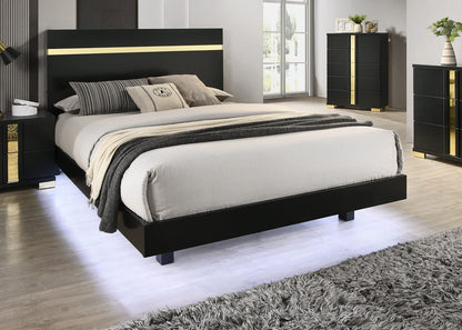 Queen Black Wood Bed Frame - Contemporary Bedroom