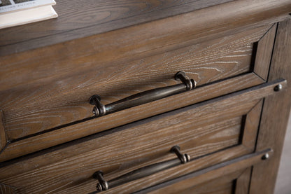 Brown Solid Wood 5-Drawer Chest Bedroom Dresser