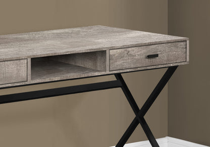 Taupe Computer Desk - Storage Drawers, 48"L, Black Metal for Home Office