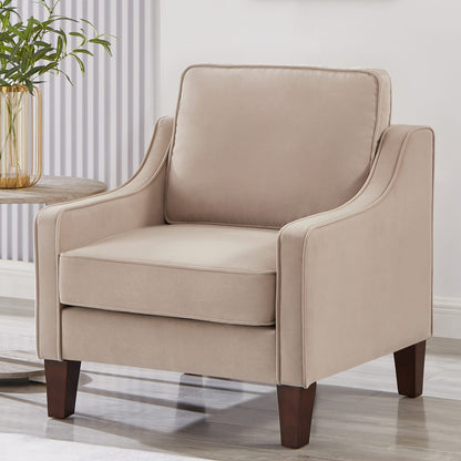 Taupe Velvet Sofa - 29" Espresso Wood Frame