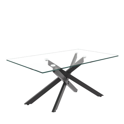 Black Tempered Glass Coffee Table - 39.37" Rectangular for Living Room