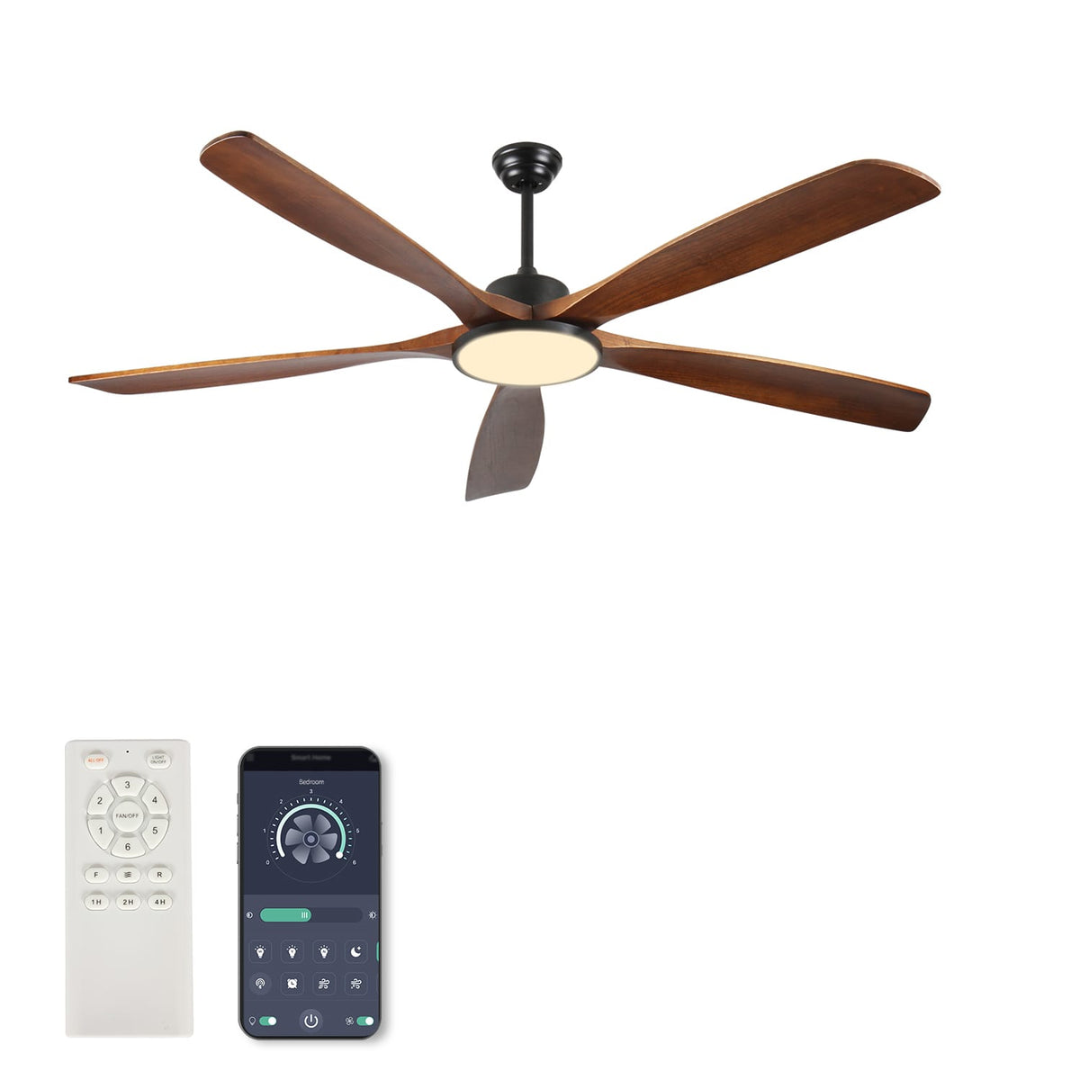 72 Inch Black Walnut Ceiling Fan Bedroom