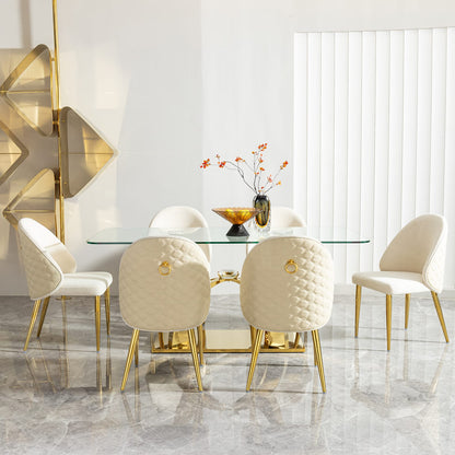 Gold Glass Dining Table - 6 Seats Modern Table