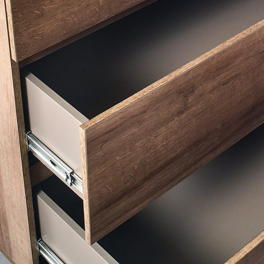 Brown Melamine Four Drawer Chest with Soft Closing Slides for Bedroom