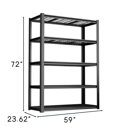 59 Inch Metal Garage Storage Rack - Heavy Duty Steel Shelving Unit