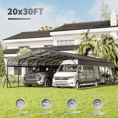 20x30 Steel Carport - Outdoor Shade for Vehicles