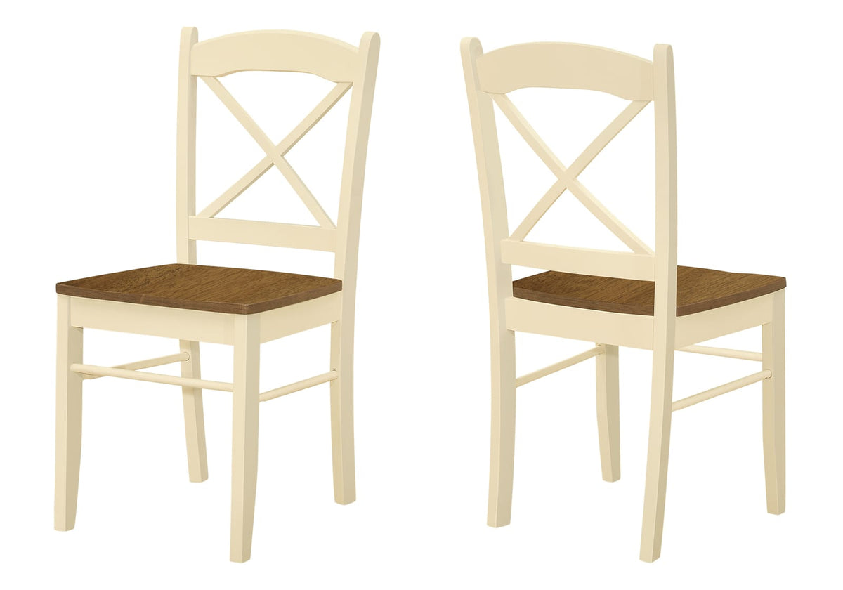 Cream Solid Wood Dining Chairs Set of 2
