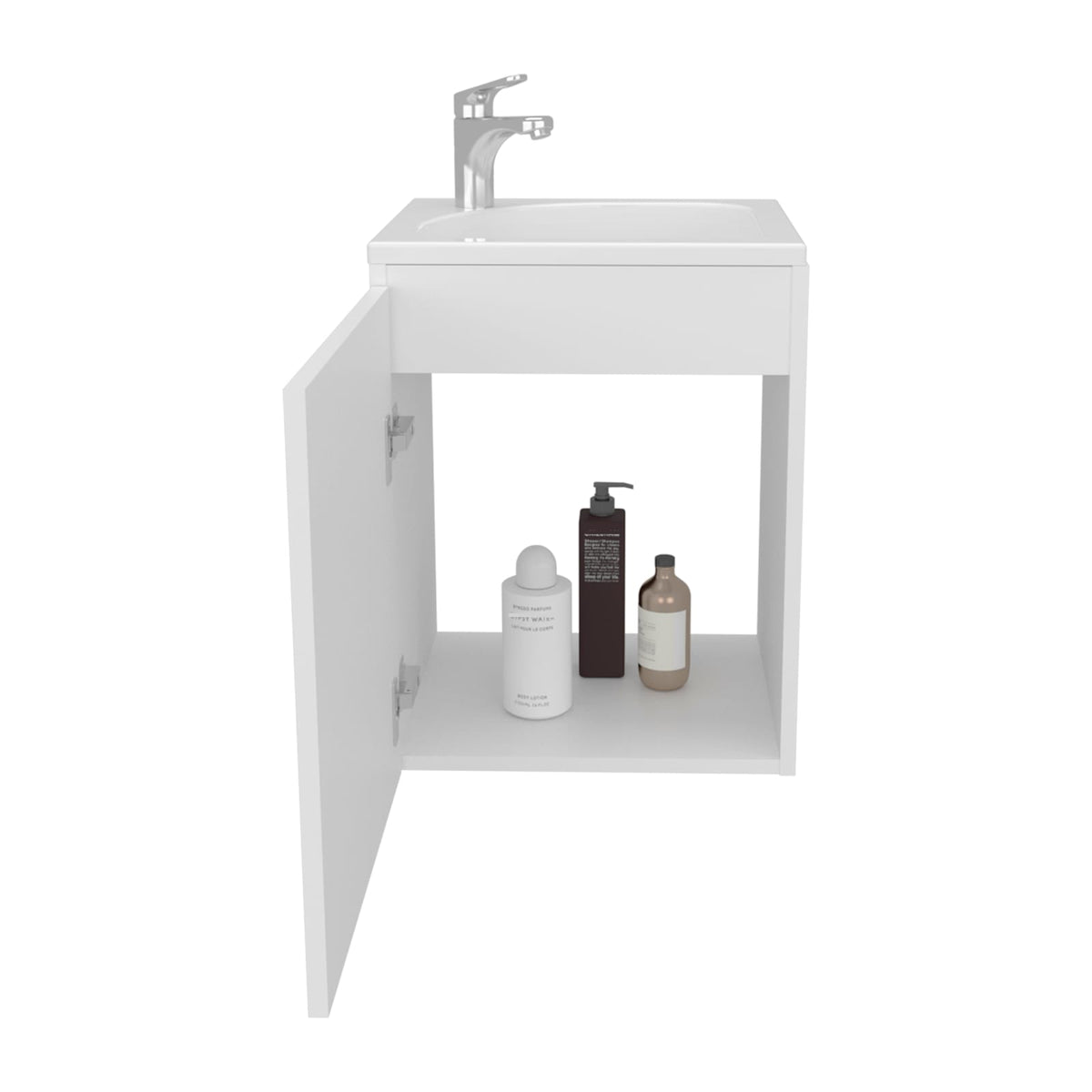 White MDF Bathroom Vanity - 15.7" Floating Storage