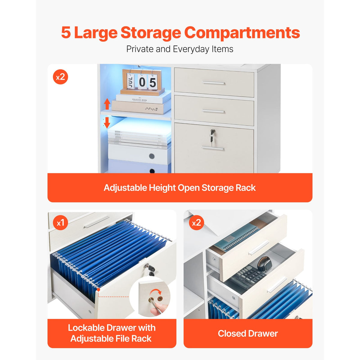 White Mobile File Cabinet - 3 Drawers, Storage Solutions for Home Office