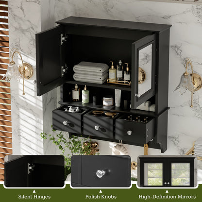 4-in-1 Bathroom Mirror Cabinet - Wall Mounted Storage