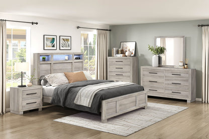 Modern Gray Finish Two-Drawer Nightstand - Wooden Bedroom Furniture
