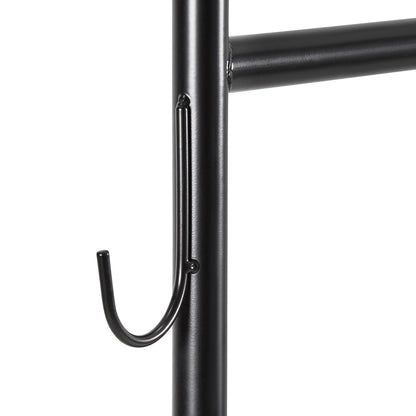 Rolling Clothes Rack - Black Carbon Steel, 198 lb Capacity for Living Room