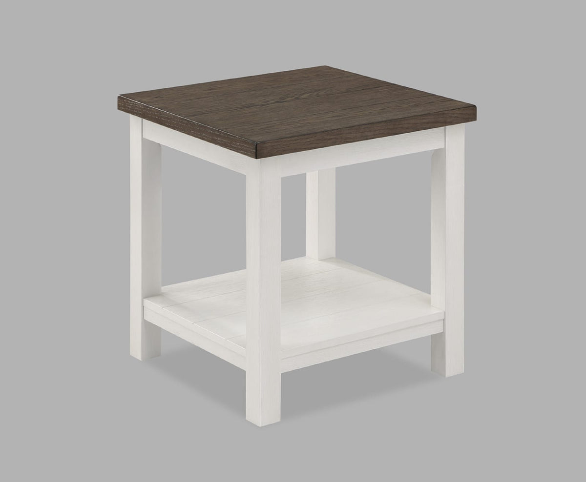 3pc Farmhouse Style Coffee Table Sofa Table End Table with Open Shelf Brown White