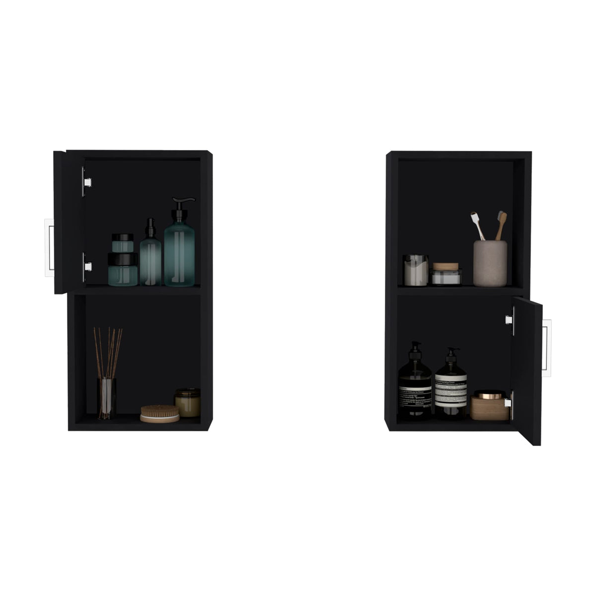 Black Freestanding Bathroom Storage Cabinet - 23.6"H