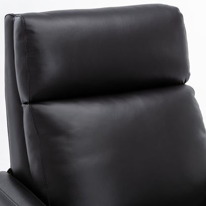 Richland Leather Push Back Recliner - Black: Modern Comfort & Style