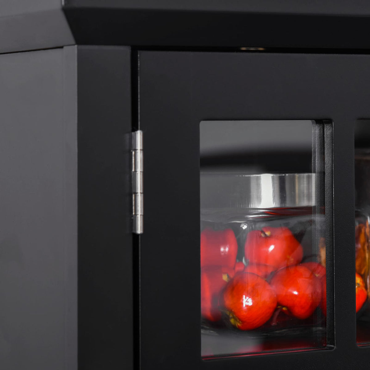 Black Kitchen Buffet with Hutch - Storage Cabinet MDF