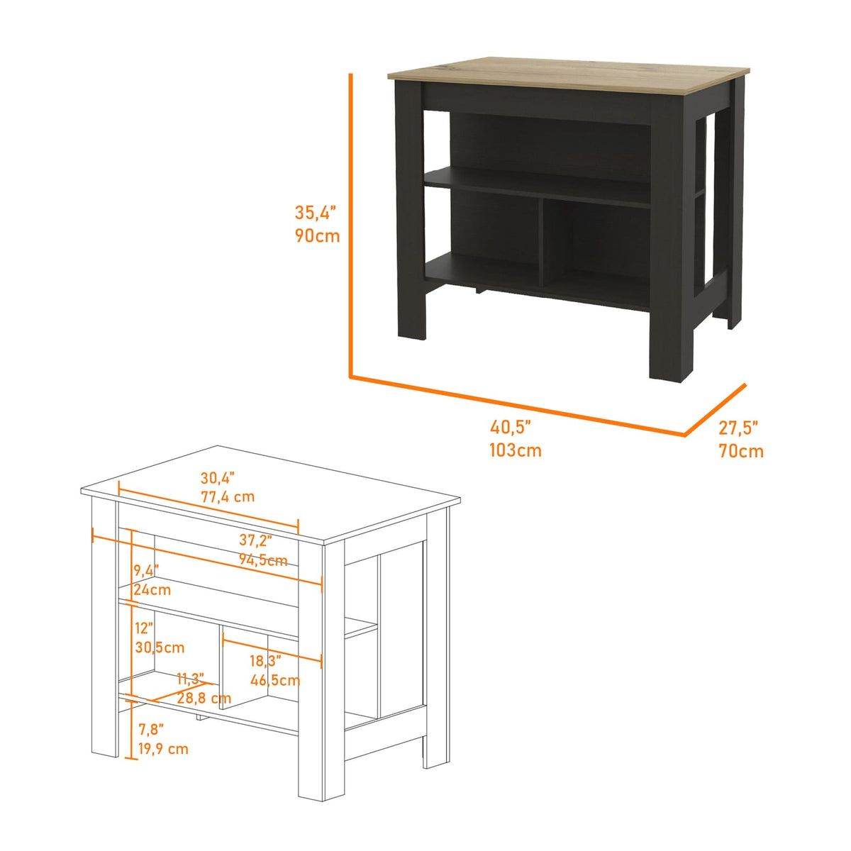 Multicolor Engineered Wood Kitchen Storage Cabinet with Four Shelves