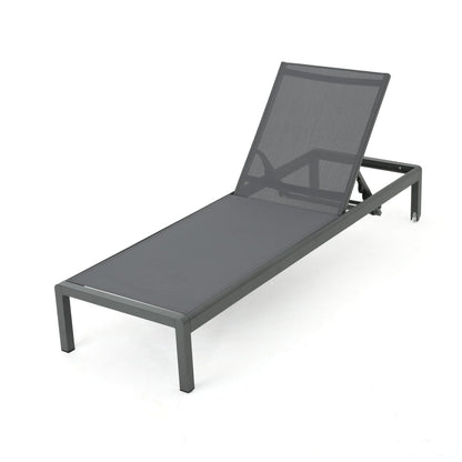Gray Mesh Chaise Lounge - Outdoor Patio Seating