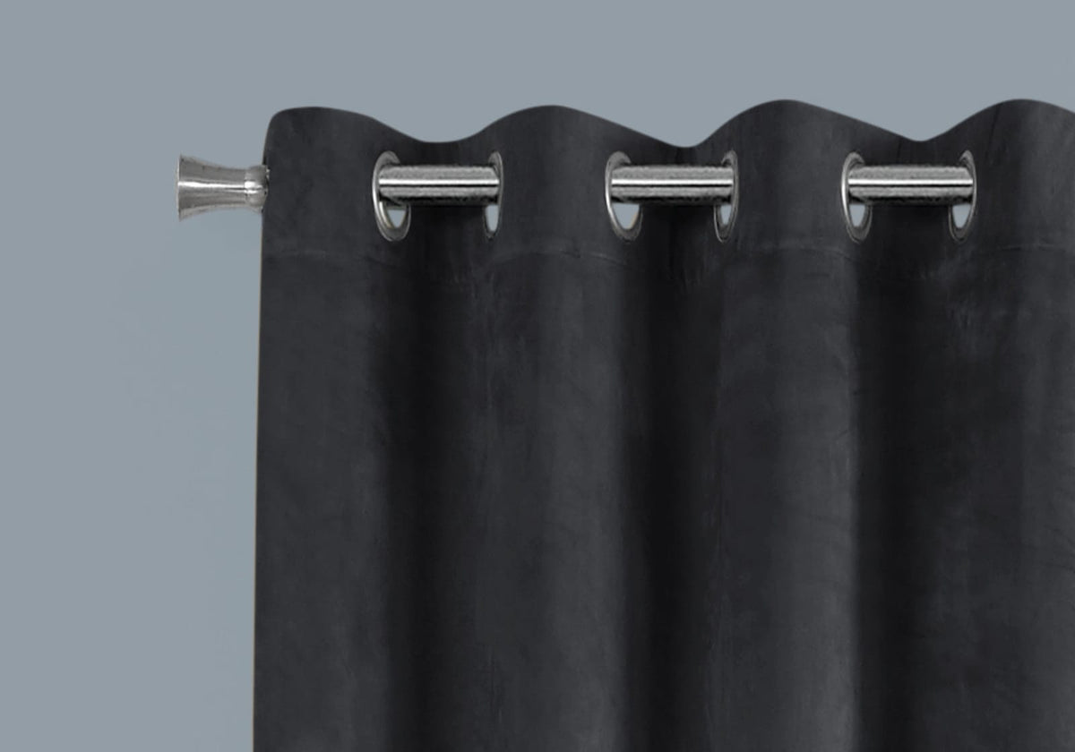 Grey Velvet Curtains 95" Long - Set of 2 Panels