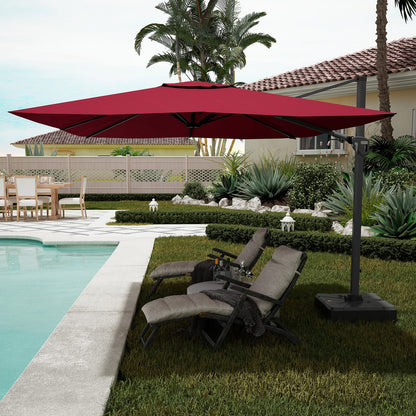 11FT Square Patio Umbrella - Red, Weather-Ready Shade