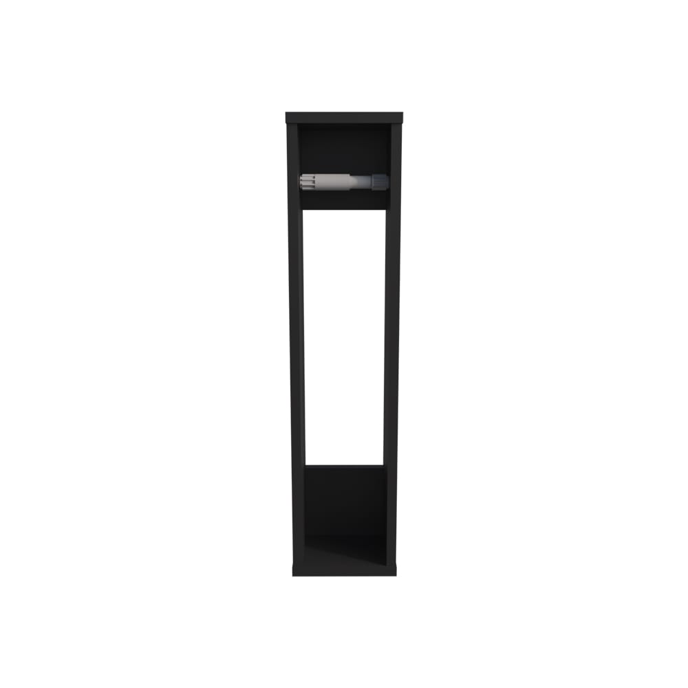 Compact Black Toilet Paper Holder with Storage Shelf for Living Room