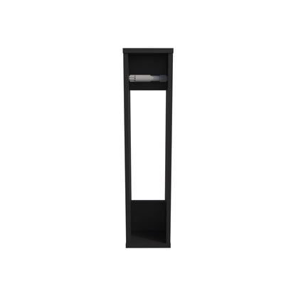 Compact Black Toilet Paper Holder with Storage Shelf for Living Room