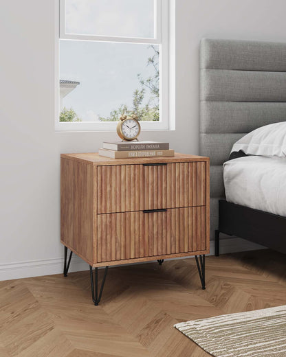 Brown MDF Nightstand - 20" Length Bedroom Nightstand