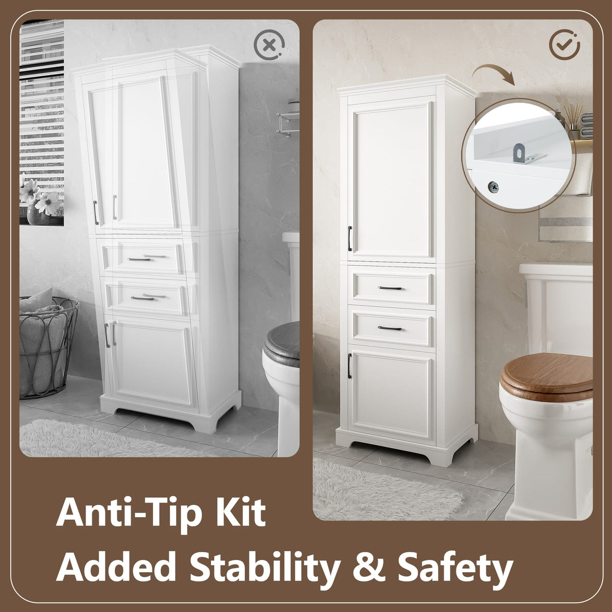 2-Drawer White Bathroom Vanity - Freestanding Storage