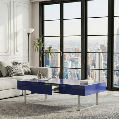 Blue MDF Steel Coffee Table - 52" x 26.8"