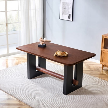 Walnut Black Dining Table - Compact Kitchen Table 63" x 35.5" for Dining Room