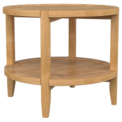 Isbell Maple Brown Round Wood Side Table for Living Room