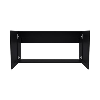 Black Wall Cabinet - 2 Doors, Compact Storage for Living Room