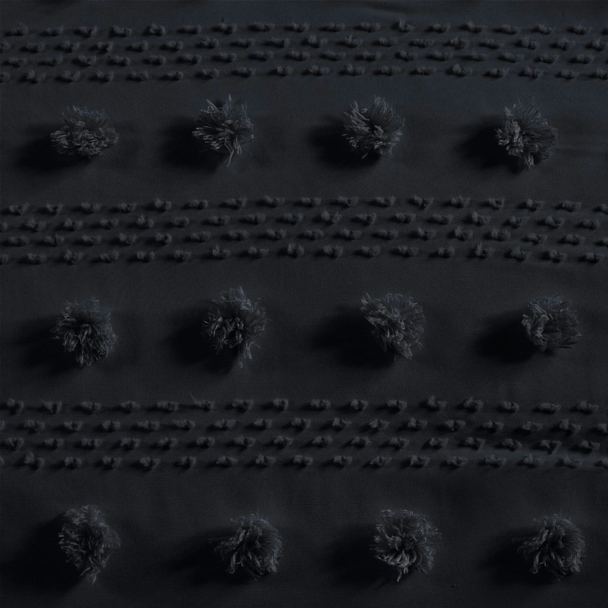 Twin/Twin XL Black Polyester Duvet Cover Set with Pompoms
