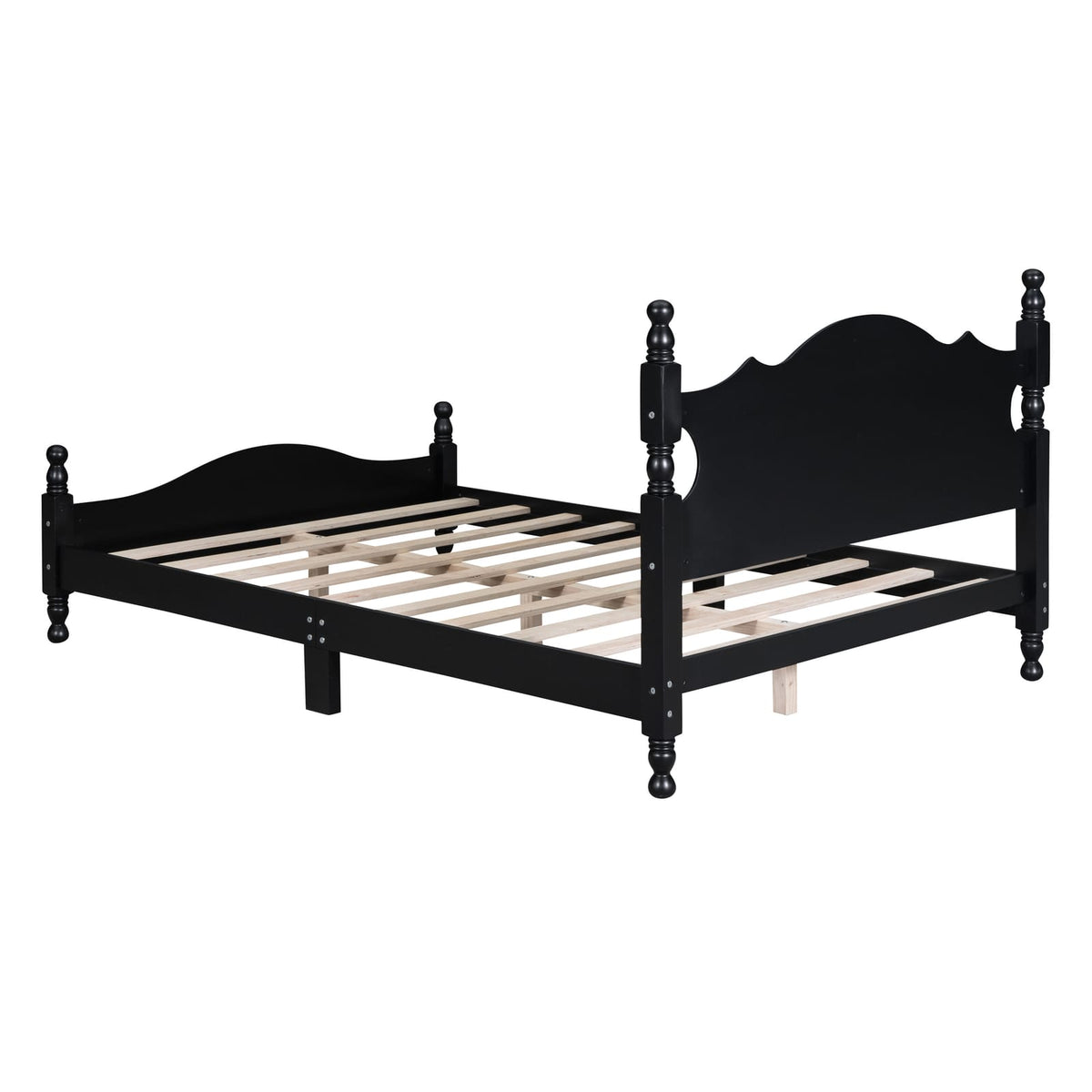 Full Size Black Wood Platform Bed Frame