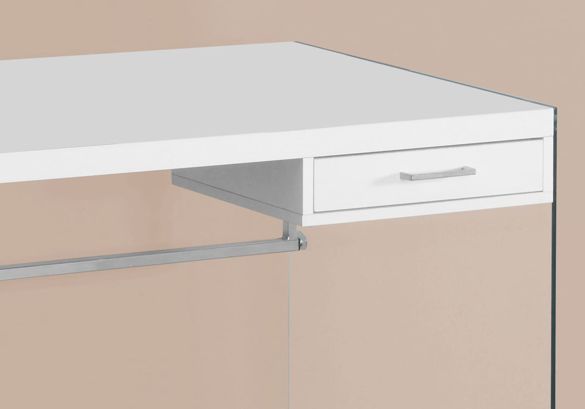 48 Inch White Computer Desk with Storage Drawer for Home Office