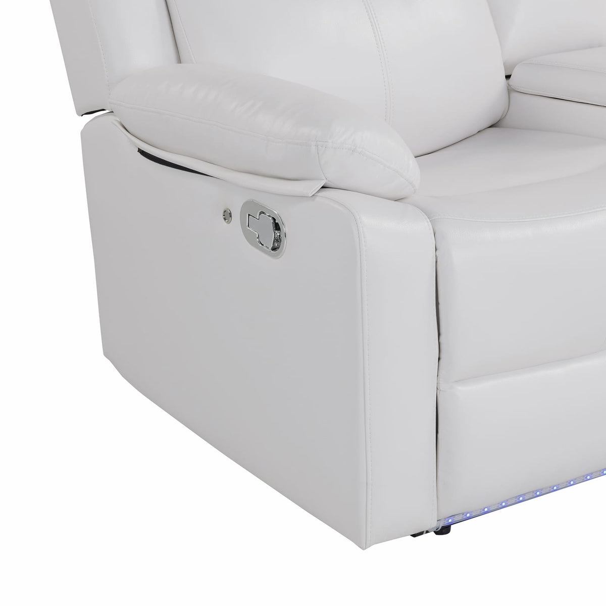 Blanche White 2PC Reclining Sofa and Loveseat with LED Lights and Speaker