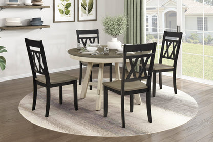 Rustic Round Dining Table - Antique White & Gray Wood