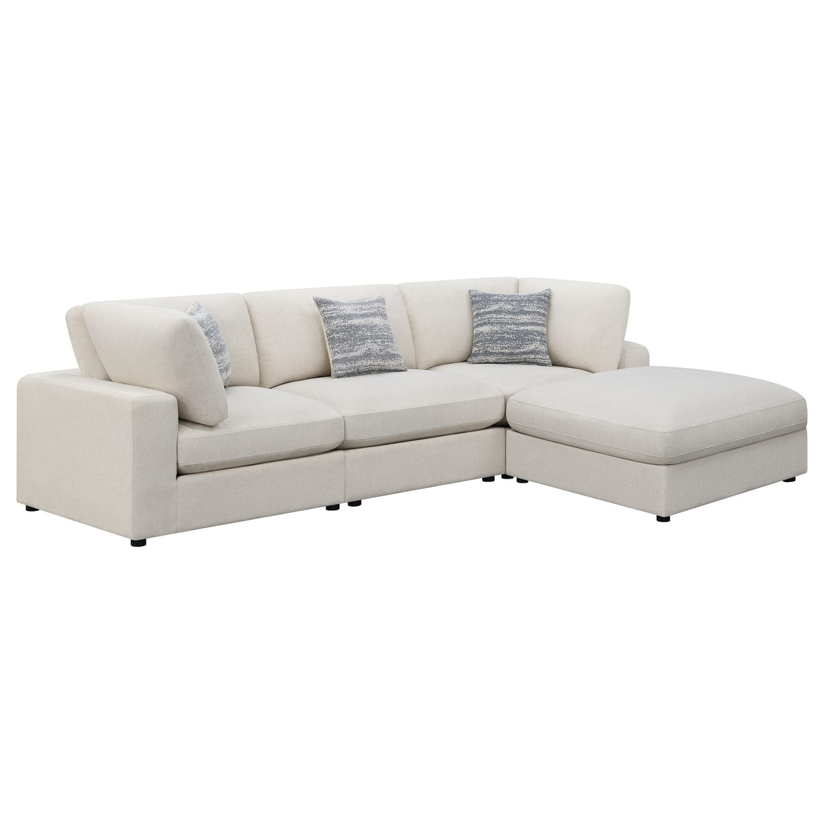 120" Beige Upholstered L-Shaped Sectional Sofa - 4 Seats for Living Room