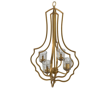 Gold Iron Chandelier - 4 Light Hanging Fixture