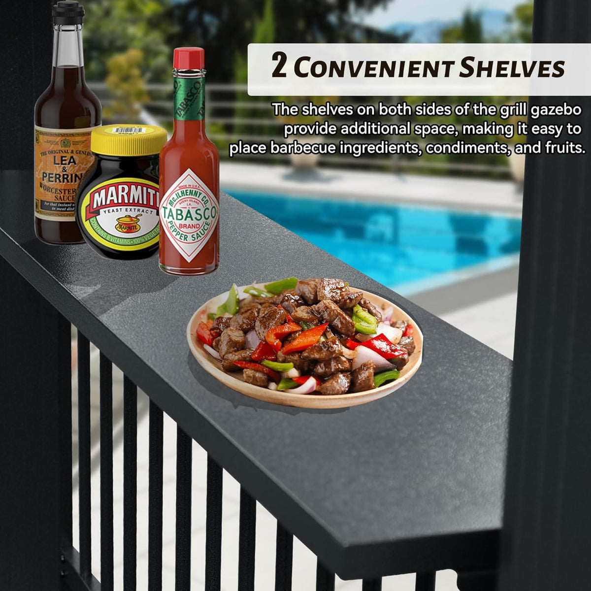 6.5'x12' Gray Metal Grill Gazebo - Outdoor BBQ Cover