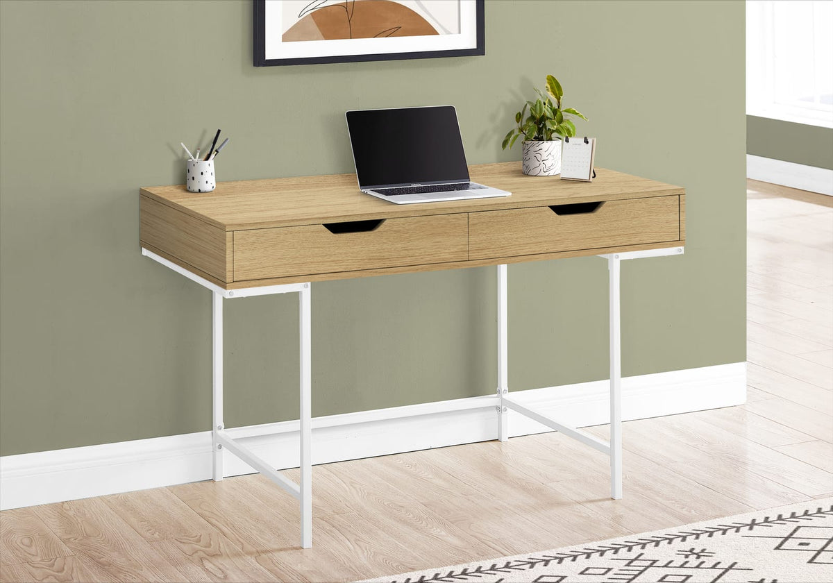 Natural Wood Computer Desk with Storage Drawers - 48" L