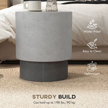 Round Concrete End Table - Grey Dining Accent Table