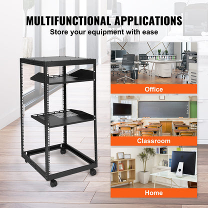 20U Server Rack - Black, Adjustable Depth Storage