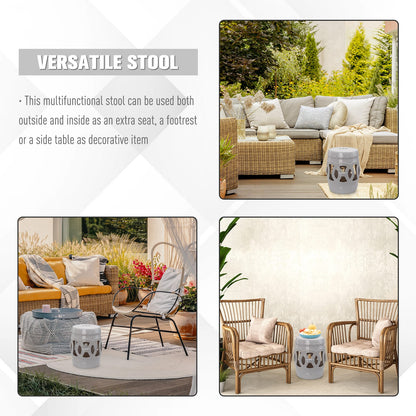 White Porcelain Garden Stool for Patio Deck or Poolside Seating