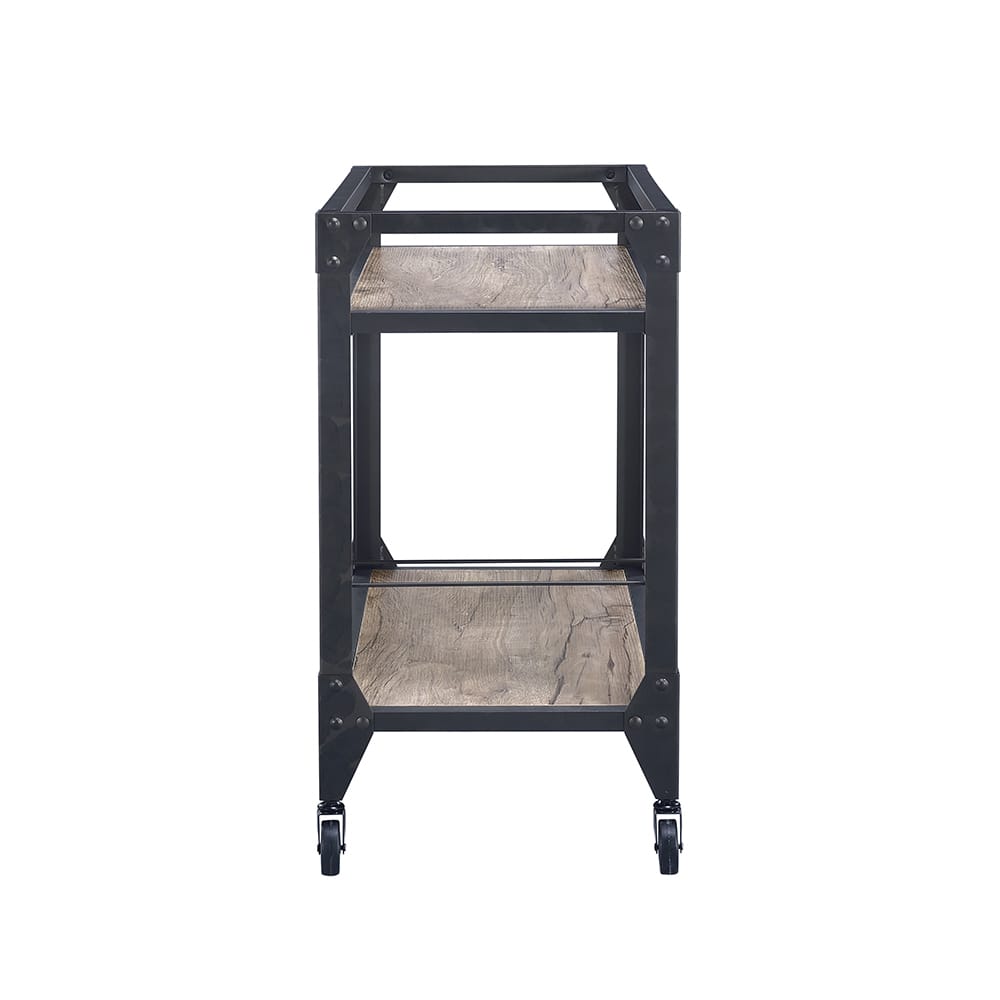 Industrial Wood Metal Serving Cart for Dining Room Storage