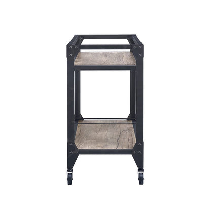 Industrial Wood Metal Serving Cart for Dining Room Storage
