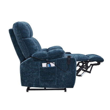 Blue Power Recliner Chair - 36" Dual OKIN Motor for Living Room
