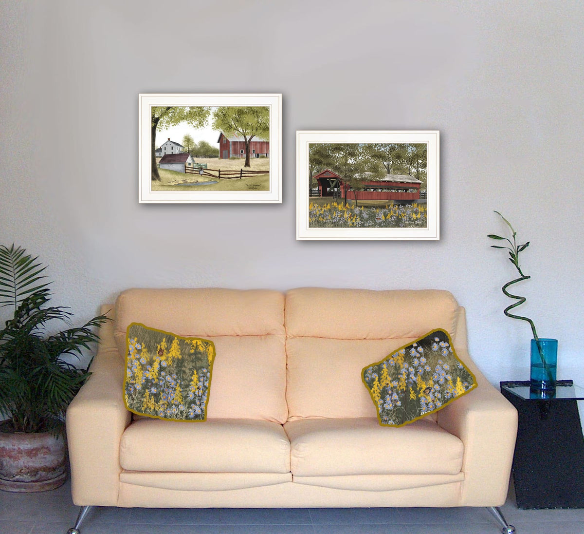 White Frame Spring House 2-Piece Vignette Art Print