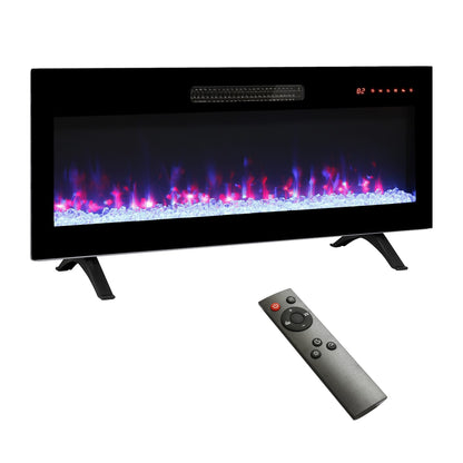 Antique Black Electric Fireplace - Wall Mounted Flame Effect for Living Room