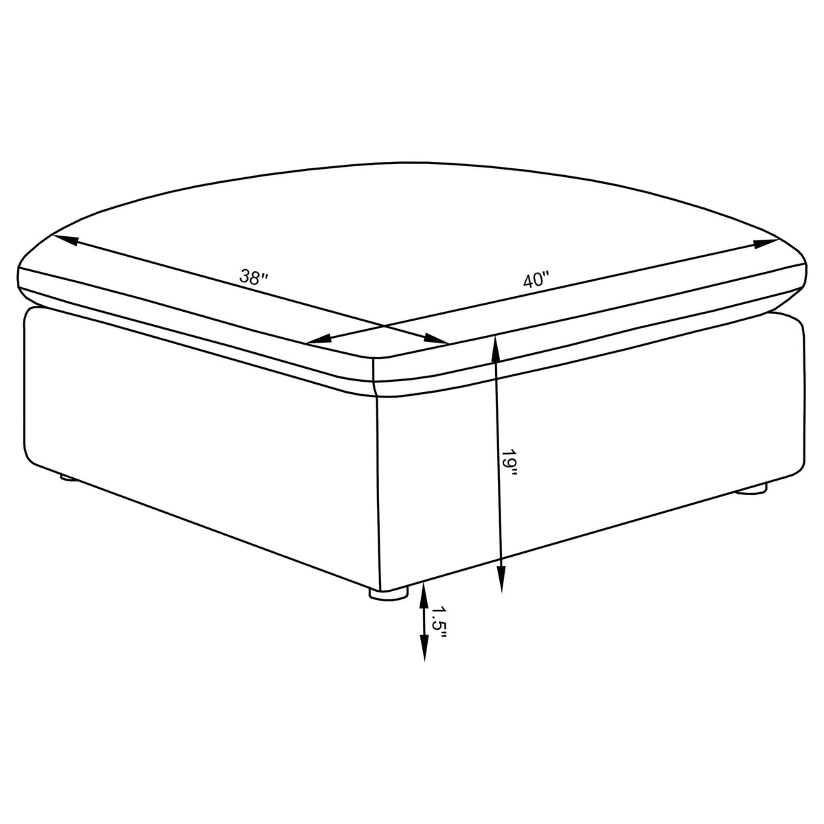 Ivory Square Upholstered Ottoman - 40" x 38" for Living Room